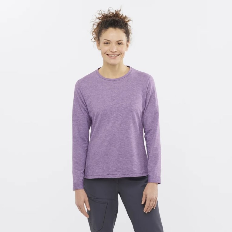 Lavender Salomon Essential Tencel Long Sleeve Women\'s T-Shirts | IE OG1794